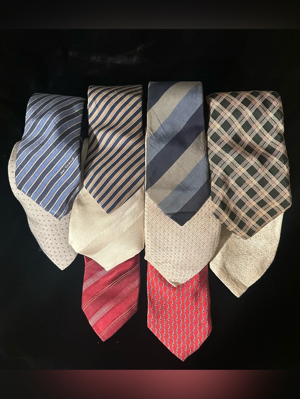 Classic Men's Striped and Patterned Tie Set - Blue, Navy, Beige, Red